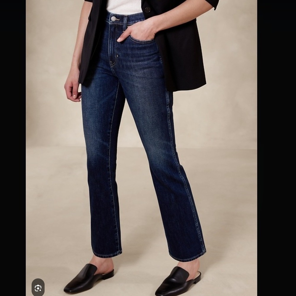 Banana Republic High-Rise Crop Boot Jeans Dark Wash Blue 32